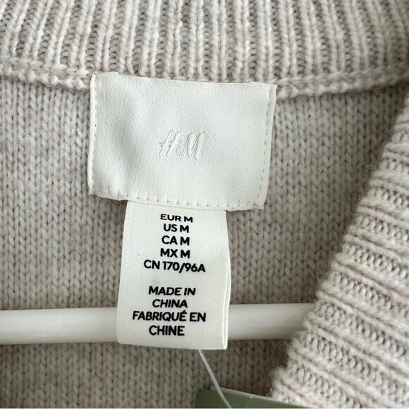 H&M Cable Knit Sweater Dress Long Sleeve Cozy Pullover Winter Medium Ivory NWT - Picture 3 of 7